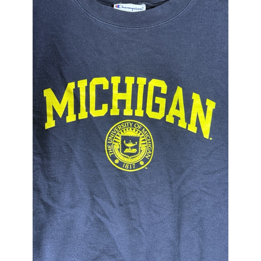 Michigan Wolverines Sweatshirt Mens S Blue Champion Pullover‎ Fleece NCAA - Picture 2 of 7